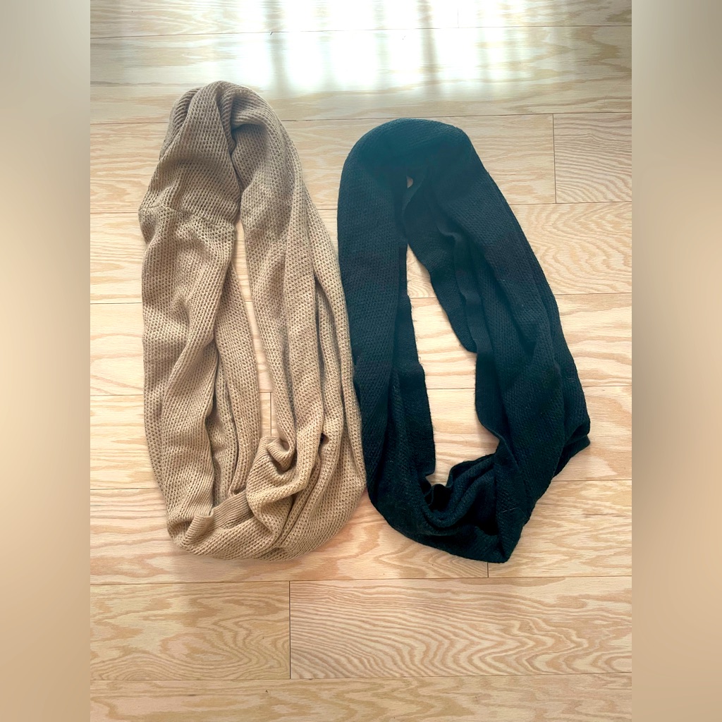Tan And Black Knit Infinity Scarves Fall Winter Scarves Tan And Black Knit Infinity Scarves Fall Winter Scarves